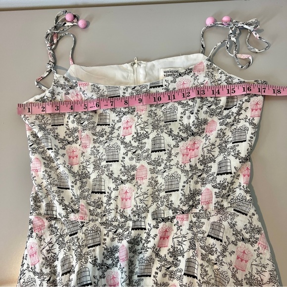 Unique Vintage Bird Cage Swing dress size M pink black gray - Picture 7 of 9